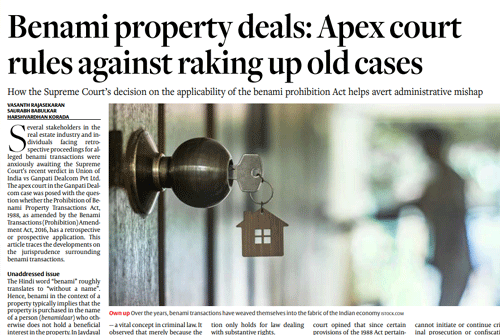 Read more about the article Benami Property Deals Apex Court Rules Against Raking Up Old Cases