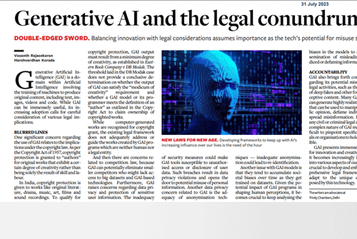 Read more about the article Generative AI And The Legal Conundrum